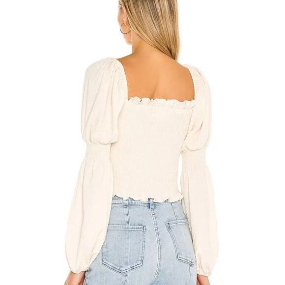 REVOLVE LINE & DOT Veronica SMOCKED BLOUSE CRÈME BLOUSON SLEEVES SIZE  S
NWOT - Picture 5 of 9